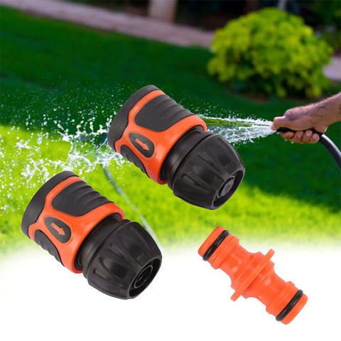 Super Easy Garden Hose Quick Connectors Upgrade Your Watering Game With Durable Abs Plastic Pipe Adapter Fitting Kit For 12 Inch Irrigation And Repair No Fuss Installation For Sprayers And Sprinklers, orange-black hose connector set