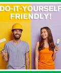 Heavy Duty Paint And Varnish Remover That Sheds Fifteen Layers Of Acrylic Latex And Oil Without Any Drama Featuring Bag On Valve Spray For Quick Rinse Off Diy Builds Using Compressed Air Canisters In A Four Pack Set - DIY-friendly couple with painting tools.