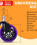Office Chair Wheels Replacement Set Of 5 3 Inch Rubber Casters with Soft Non Marking Polyurethane Glide for All Floors specification view