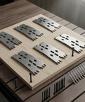 Snag This Heavy Duty Fastening Plate Clamp For Woodwork Jobs That Need Solid Hold Downs And Quick Adjustments On CNC Routers Or In The Carpentry Shop To Keep Your Projects Locked Tight Without Any Slip Uppers, stainless steel plates with screws on wood.