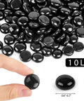 10Lb Black Reflective Fire Pit Glass Rocks For Propane Fire Pit Landscaping, Round Luminescent Glass Beads, size 0.6"-0.7"