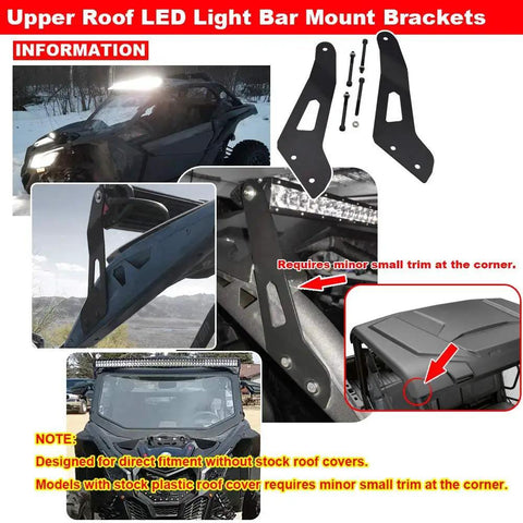 Rugged Roof Mount Brackets For 50 Inch And 52 Inch LED Light Bars Fits Maverick X3 And X3 Max 2017 2026 Upper Roof Windshield Mounting Kit