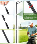 Installation steps for U Shaped Golf Club Holder Set Two Pack That Keeps Your Clubs Clean Dry And Visible Detachable Metal Stand Durable Golf Club Rack For Easy Carry On The Course And Protect Your Bag On The Go, featuring assembly of the detachable metal stand on golf course.