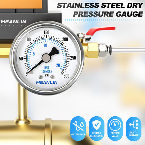 Front view of Stainless Steel Dry Pressure Gauge Heavy Duty 0 To 300 Psi One Quarter Inch NPT Center Back Mount 2 Inch Dial Waterproof