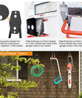 Heavy Duty Garage Storage Hooks Set Of 18 With Extra Weld Point For Strong Tool Organization, shown in shed with garden tools.