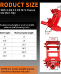 Red heavy-duty wall jack for lifting wall beams; malleable cast iron, 1000 lb capacity; view: front/side