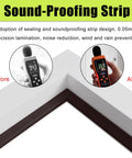 Heavy Duty Aluminum Lockable Drywall Access Panel With Slick Flush Mount Design Custom White Finish Rustproof Build Quick DIY Setup No Sweat Smooth Action Secure Locking System showing sound-proofing strip effect before and after test.