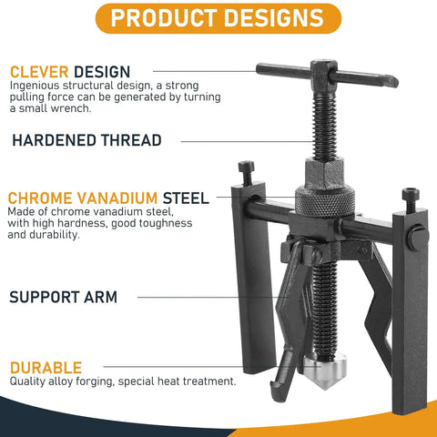 Three Jaw Inner Bearing Puller Set for Cars and SUVs with clever design and durable chrome vanadium steel features
