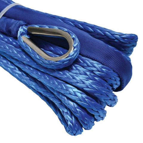 Heavy Duty Synthetic Winch Rope Replacement For S7500 Winches Off Road Ready Recovery Cable coiled in blue color