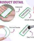 Product detail of 180 Piece Magnetic Dry Erase Labels Kit with reusable magnetic name tags showing writing and erasable features.