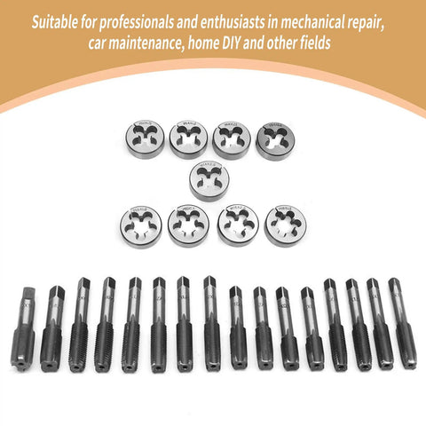 Essential 11 Piece Tap And Die Set For Creating Metal Threads Professionally Perfect For Hobbyists With M10x1.25 Specs To Keep Your Projects Moving Smoothly Without Any Hassle.