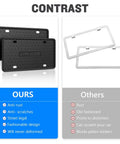 Comparison of Two Pack Silicone License Plate Frame For US And CA Standard Cars with metal frames showing rust resistance.
