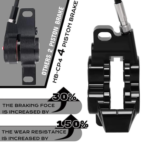 Four Piston Hydraulic Disc Brake Set With Aluminum Lever And Caliper Pre Bled For Mountain Bikes Fat Bikes And E Bikes