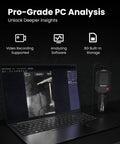 TR20 Pro Dual Lens Thermal Imaging Camera next to laptop showing analysis software