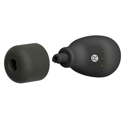 True Wireless Buds With Heat Activated Memory Foam Eartips For 22 dB Noise Reduction, 21 Hour Battery, Matte Black close-up