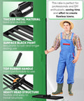 Lawn Leveling Rake For Easy Yard Work 30x10 Inch Head 73 Inch Heavy Duty Tool With Stainless Steel Handle and rubber grip