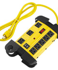 Heavy Duty Metal Power Strip With USB Ports 8 Outlets 2700 Joules Surge Protector Pro Grade Industrial 15 Amp 6 Foot Extension Cord Wall Mountable Wide Spaced Outlets Yellow