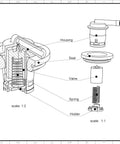 Diagram of 2 Pack Fuel Tank Vent Valve Kit With Grommet Seals For Jeep Cherokee XJ Wagoneer Comanche MJ Grand Cherokee ZJ Wrangler YJ 84-96 Gas Tank Rollover Vent Valve Replacement, showing housing, seal, valve, spring, holder layout.