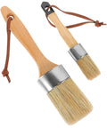 Two Pack Paint Brushes For Walls And Decks With Oval Wood Handle And Synthetic Bristles