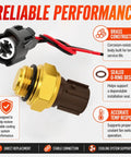 Radiator Coolant Fan Switch Replacement With Connector Pigtail Harness Water Temperature Sensor Switch For Honda Accord Civic CR V Odyssey And Acura Integra RSX TL CL Plug And Play Drop In Ready brass sensor and pigtail harness