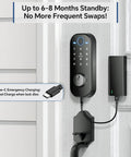 Secure Your Home Base For Good With This Top Shelf 7 In 1 Smart Front Door Lock Set Featuring A Sturdy Handle And Easy Swap Out Setup For Rapid Fingerprint Or App Control Anytime You Step Outside, showcasing keypad and Type-C emergency charging.