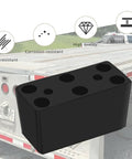 Heavy Duty Rubber Bumper Blocks Two Pack For Dock Safety And Vehicle Protection 6 Inch By 3 Inch shown with truck illustration