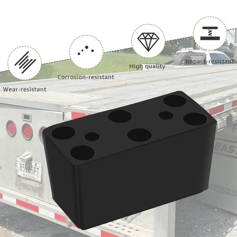 Heavy Duty Rubber Bumper Blocks Two Pack For Dock Safety And Vehicle Protection 6 Inch By 3 Inch shown with truck illustration