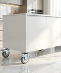 Top Shelf Heavy Duty 2 Inch Plate Casters Set Of 4 on a mobile kitchen island with a smooth swivel action.