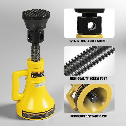 Heavy Duty Five Ton Car Support Screw Jack For Home Garage Construction And Bridge Stabilization Pro Grade Lift