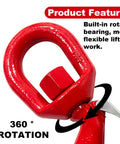 Amazon red 5-ton swivel crane hook with safety latch, 360° rotation