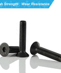 Beefy M3 Flat Head Hex Socket Screws Kit 125 Pieces Black Oxide 10.9 Grade Alloy Steel Fully Threaded Countersunk Bolts