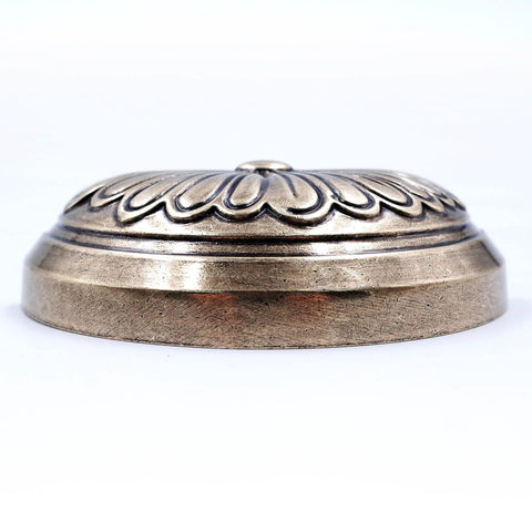 Antique Brass Cup Pulls 4 Pack With Petal Pattern Cabinet Hardware 3 Inch Hole Centers 94mm Overall Length Vintage Drawer Dresser