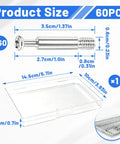 Diagram showing size of 60 Pack 35mm Furniture Connecting Fittings With 6mm Thread Cam Lock Fasteners, measuring details and packaging.