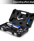 Portable Hydraulic Swaging Tool Kit For Copper Tubing Expands 3/8 To 1 1/8 Inch, aluminum alloy, displayed open in case