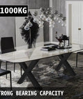 Dining room with table supported by beefy pair of 28 inch tall steel table legs, 24 inch wide box frame, 3.15 inch square, in black.