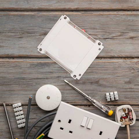 Weatherproof Outdoor Electrical Junction Box In Gray Flame Retardant ABS Plastic Industrial Enclosure with sockets and tools
