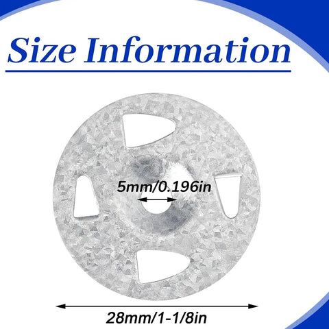 Snag This Pro Grade Bulk Pack Of 2000 Galvanized Steel Washers Sized At 1-1/8 Inches with size markings for ID and OD.