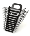 Angle Head Open End Wrench Set With Holder, 11 Piece, Sizes One Quarter To Three Quarter Inch, Durable Chrome Vanadium Steel