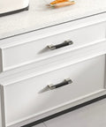 10 Pack Adjustable Cabinet Pulls Black Silver Two Tone Square Dresser And Drawer Handles With 107mm Length on white kitchen cabinet