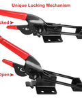 Four Pack Beefy Heavy Duty Toggle Latch Clamps Self Locking Adjustable, 700 Lbs Holding Capacity, Black High Carbon Steel, Open and Locked