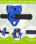Backyard Zipline Kit for Kids and Adults, Adjustable Zip Line With 390 Lbs Capacity, Non Slip Pulley System, Removable Trolley