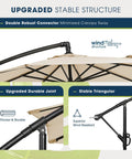 10 Foot Offset Cantilever Patio Umbrella With Sandbag Base Included Up To 80 Lbs For Backyard Garden And Pool Beige showing stable structure.
