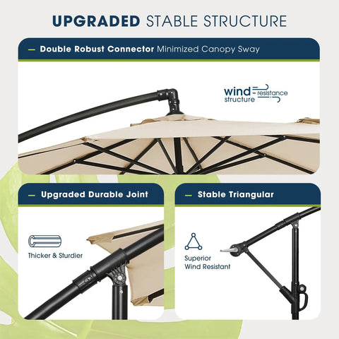 10 ft Offset Patio Umbrella ✓ Sandbag Base Included ✓