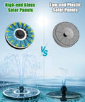 Upgraded 100 Percent Glass Solar Fountain With 3.5W Pump Built In 2000mAh Battery Seven Nozzles And Four Fixers Colorful Outdoor Bird Bath Water Feature For Garden Or Pool Cool Eco Friendly Solar Power next to low-end plastic solar panel.