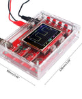 Digital Oscilloscope Kit High Precision 1Msps Real Time Sampling And Twelve Bit Resolution With Two Point Four Inch TFT Display Arm Cortex M Three Core Includes Fully Assembled Or DIY PCB Plastic Case in clear case showing waveform.