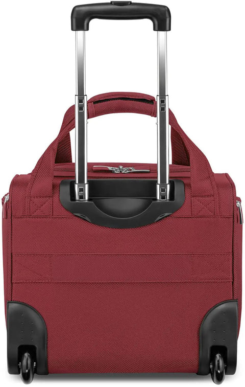 Back view of Underseat Carry On Bag With Expandable Design Softside Travel Case Your Go To Travel Companion 15 Inch Tablet Pocket Multi