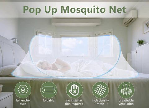Extra Large Bed Tent With Built In Mesh Net Bottom 78 By 32 By 22 Inch Portable Foldable Camping Net for Bed on mattress.