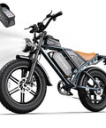 Black Powerful 2000W All Terrain Fat Tire Electric Bike For Adults With 28MPH Top Speed, 20 Inch Fat Tire; side view