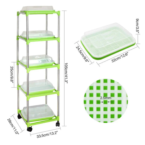 Five Layer Seed Starter Kit With Clear Lid No Tool Needed Stainless Steel Shelf And Soil Free Germination Trays