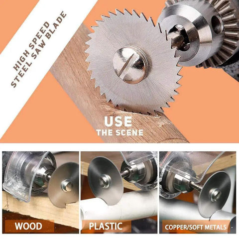 10 Pc Resin Cut Off Discs for Rotary Tool Set With Diamond Metal Wood Cutting Wheels cutting wood, plastic, and metals